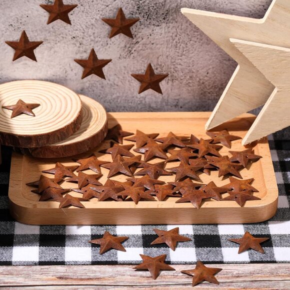 52 Pieces Metal Rusty Barn Star for Crafts with Holes 1.18 Inch Antique Primitiv - Picture 2 of 6